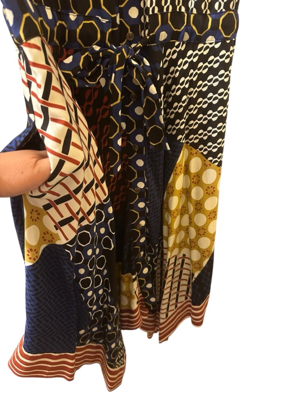 Maeve by Anthropologie Navy and Yellow Patterned Dress size S/m - Picture 9 of 13